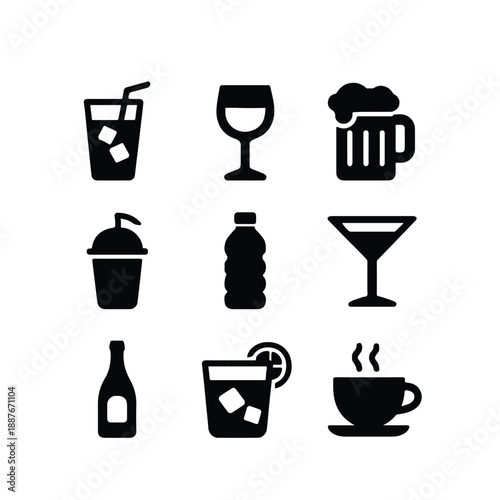 Modern Fast Food Icon Collection