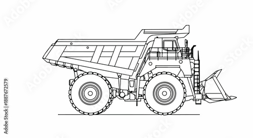 Heavy duty Dump Truck Side View Illustration