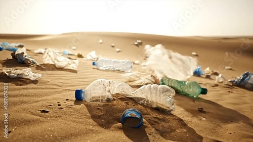 Plastic Waste Pollution in Desert Sand Dunes 1.