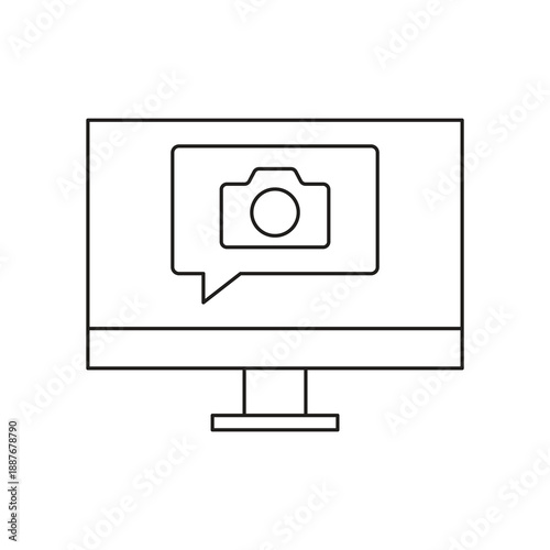 Photography camera on monitor icon