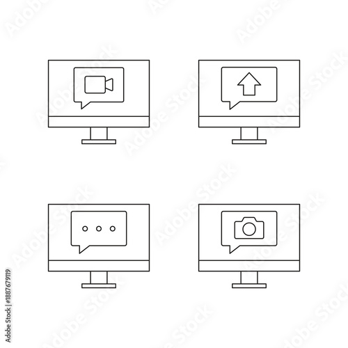 Media upload and camera icon set