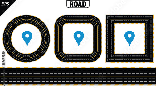 Empty highway asphalt road texture, Ariel View Road, Empty highway black asphalt road with dividing lines, Top view, Vector Illustration, clear dividing lane lines on a smooth dark road surface