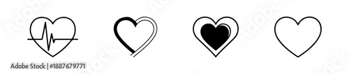 Heart icons with varied internal symbols and emotional styles for expressive design.