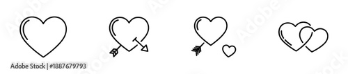Heart icons with varied internal symbols and emotional styles for expressive design.