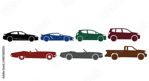 Collection of Diverse Vehicle Silhouettes on White Background.