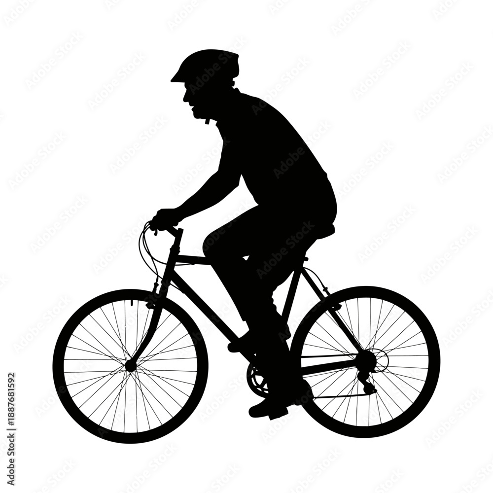 Obraz premium Silhouette of a cyclist riding a bicycle.