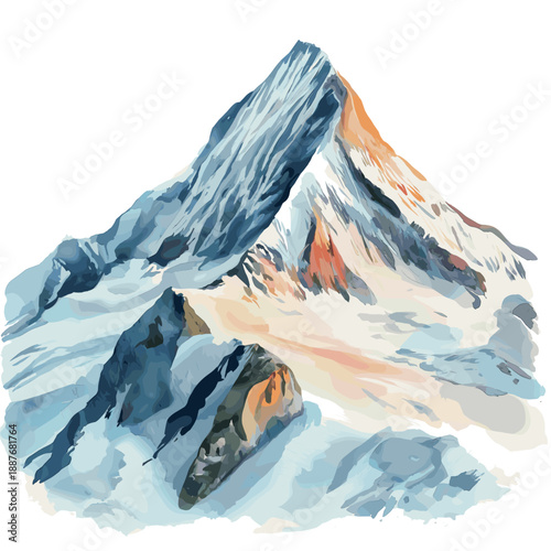 Jungfraujoch. Jungfraujoch watercolor vector illustration