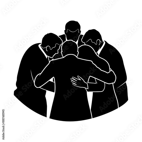 Photography Group of people huddled together in a circle of support and unity