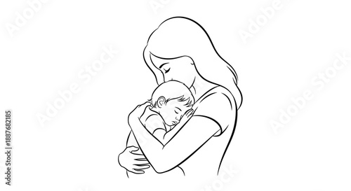 Mother holding her baby close in a loving embrace.