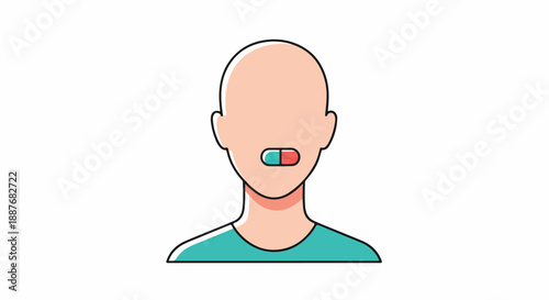 Person with Pill in Mouth, Healthcare Symbol