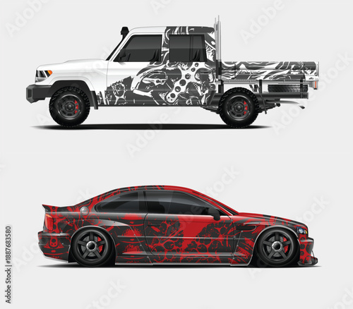 Vehicles displayed truck and sports car designs