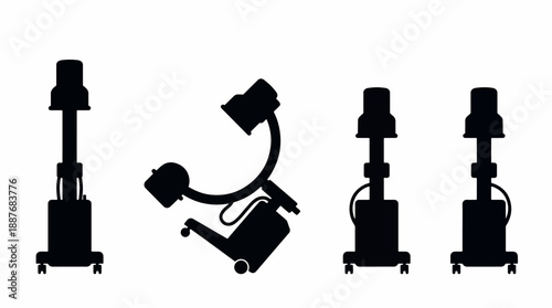 Medical Xray machine silhouettes for diagnostic imaging.