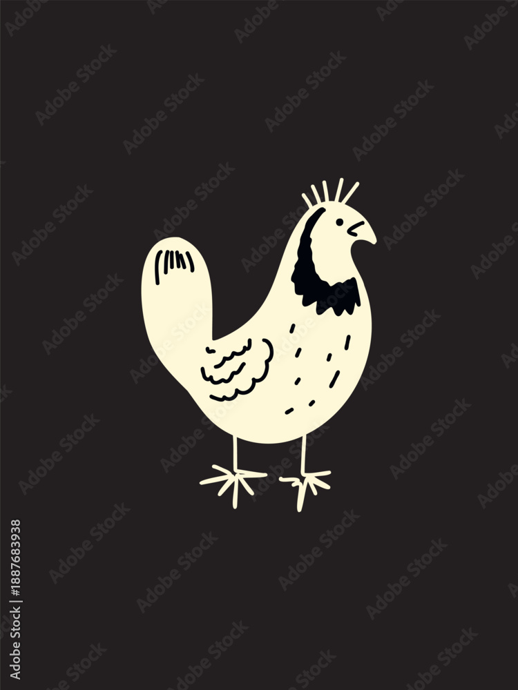 Fototapeta premium charming whimsical hen artwork on black background