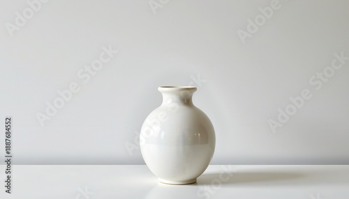 Elegant White Ceramic Vase on Minimalist Background for Artistic Interior Decorations