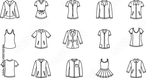 Collection of various clothing items for fashion and style illustration