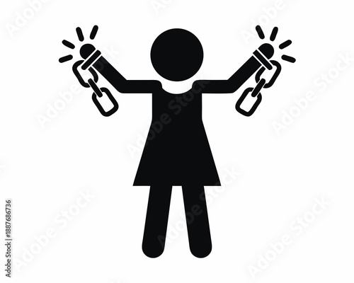 Female Empowerment Silhouette, Woman Breaking Free Vector Design