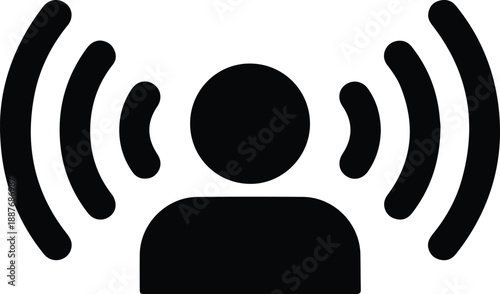 Isolated human silhouette emitting radio waves signal illustration vector