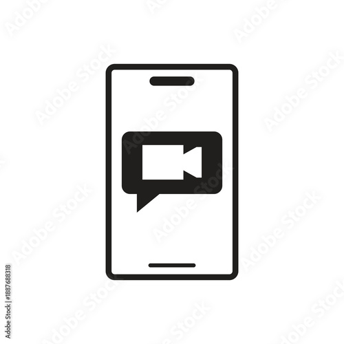 Smartphone video chat bubble solid icon