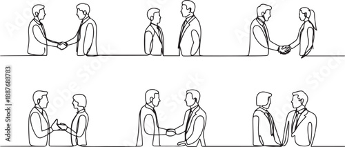 Business team icon vector set and group of people icons isolated on a white background. one line Art icon drawing vector