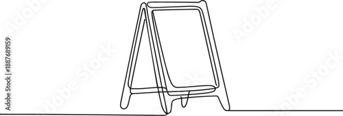 Sandwich board in continuous one line drawing. Single line illustration of advertising, one line Art icon drawing vector