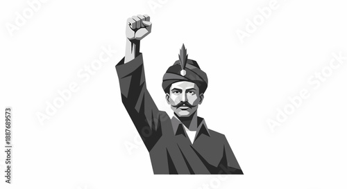 Man in Uniform Raising Fist in Solidarity.