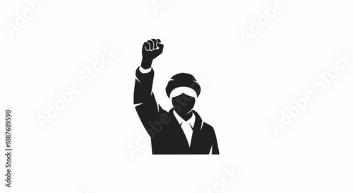 Man Wearing Mask Raising Fist in Protest.