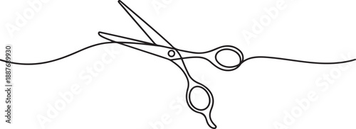 One line continuous stylist scissors symbol concept. Barber haircut beauty salon lifestyle. one line Art icon drawing vector