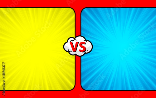 Versus pop art background template for cartoon comic book pages or posters. Vector illustration.