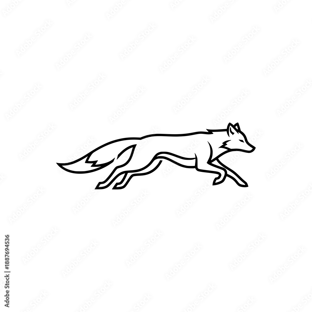 Fototapeta premium Minimal running fox line logo icon vector design for modern branding