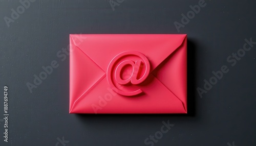 Bright Red Envelope with Iconic Email Symbol on a Dark Background for Digital Communication Concept