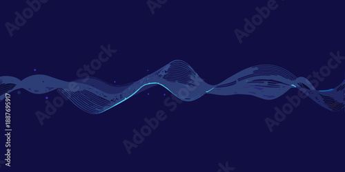 Abstract blue waveform illustration against a dark navy background