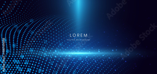 Abstract dot digital technology science on blue  background.