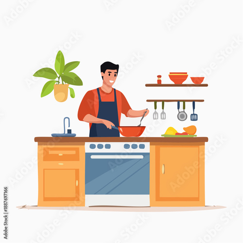 Man Cooking Kitchen