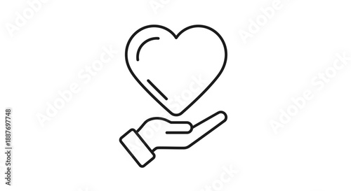 Hand Holding Heart Icon - Symbol of Love, Care, and Support