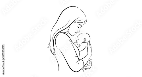 Mother holding her newborn baby in a gentle embrace.