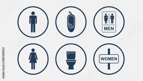 Restroom Signs Collection Icon Set.