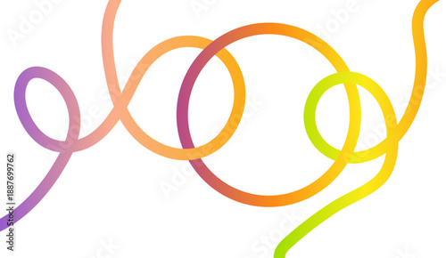 A pattern with wavy, vibrant color lines and intertwining rings that create an abstract background with curved gradient lines suitable for energetic, dynamic modern vector graphic compositions.