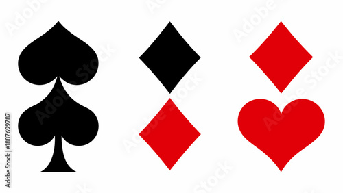 Playing card suits spades diamonds and hearts displayed in a simple arrangement