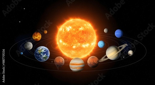 The solar system with planets and the sun