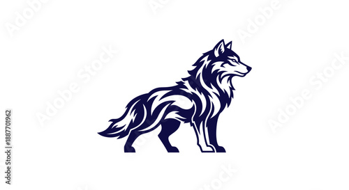 Majestic wolf illustration showcasing its wild spirit and power with intricate details against a clean white background