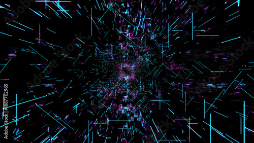 Futuristic Sci-fi line technology, Abstract motion graphic digital, Internet data network black background