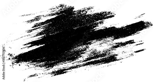 Grunge Ink Brushstroke with Splashes on White Background.Watercolor-style textured overlay ideal for posters, illustrations, and artistic graphic design use.