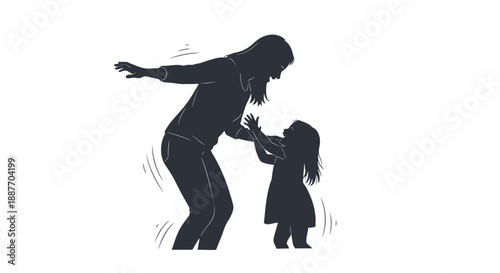 Mother and Child Silhouette Dancing Together.