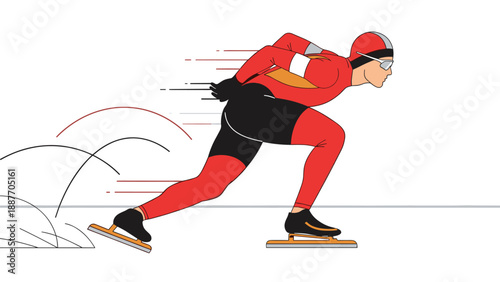Speed skater in action: dynamic minimalist design of a skating athlete