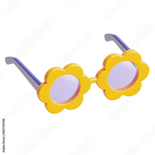 Photos Groovy Yellow Flower Sunglasses 3d Illustration
