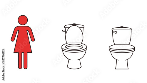 Woman Symbol Next To Two Toilet Icons.