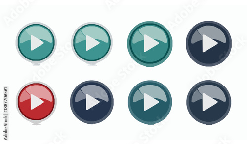 Free Download Shiny 3D play button icon set for media player and video design - GFXLoad