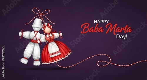 Happy baba marta day celebration with traditional dolls