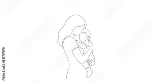 Mother holding her baby in a tender embrace.