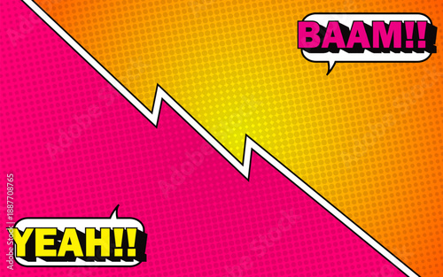 Versus battle. Colorful comic competition poster with halftone elements.